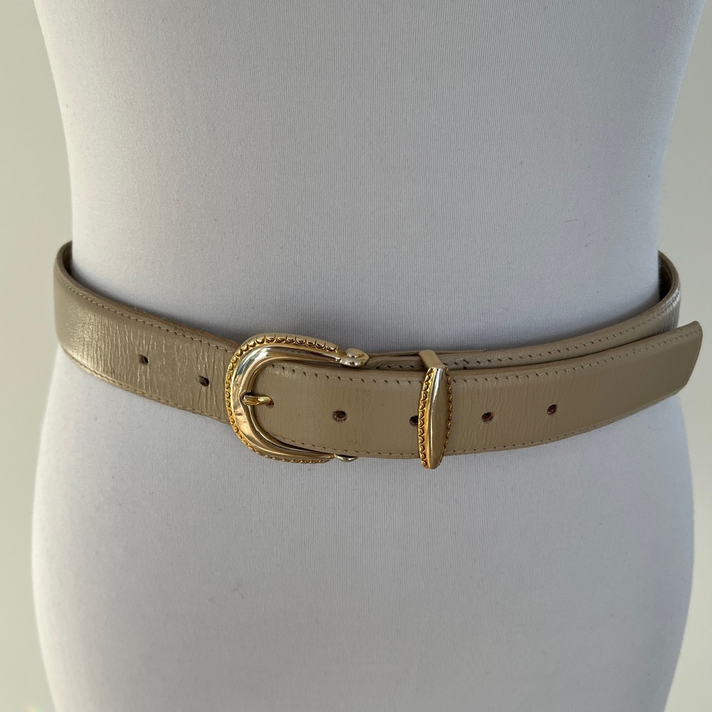 VINTAGE Eaton Fashion Belt Neutral Genuine Leather Two Tone Buckle Versatile